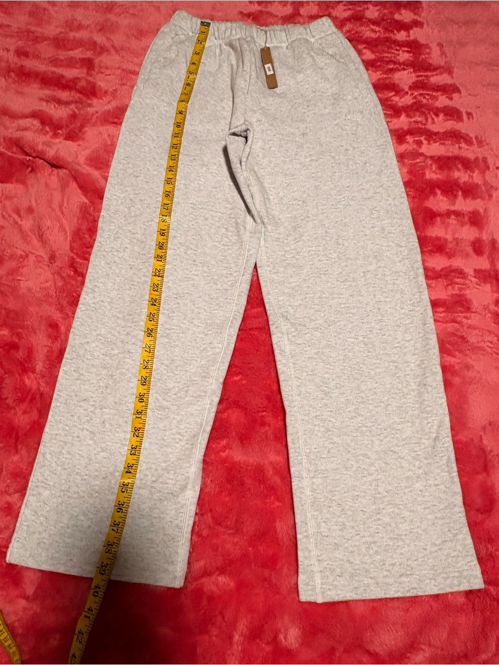 NWT SKIMS Cotton Fleece Classic Straight Leg Pant Light Heather Grey XSMALL - Picture 6 of 10